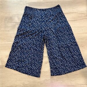 Cato Navy White Printed Wide Leg Palazzo Tiered Cropped Pants Size 18/20